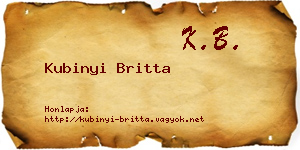 Kubinyi Britta névjegykártya